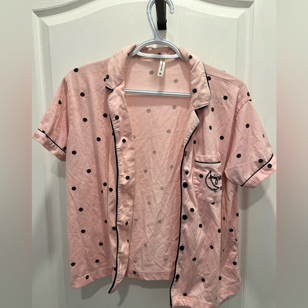 Pink Polka Dot Pajama Top and Bottom